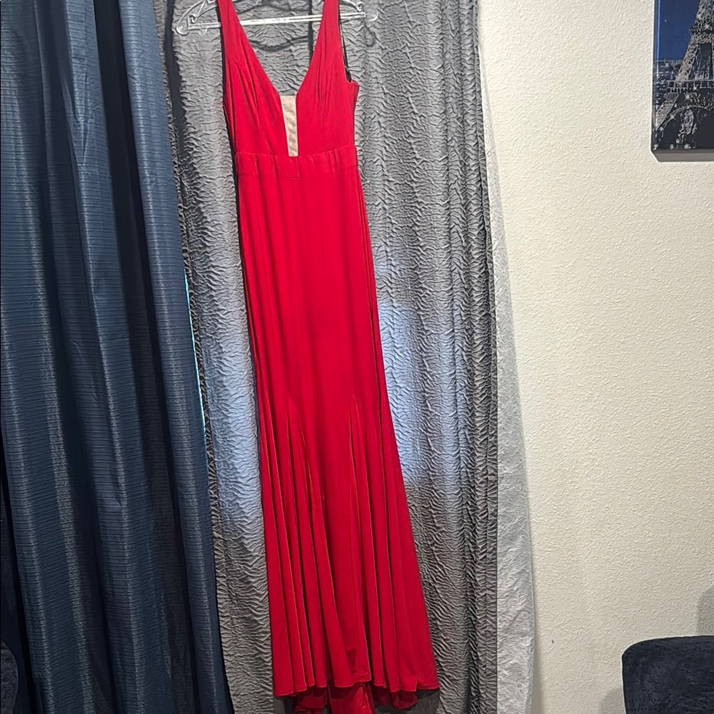 B Darlin Red Pleated Prom Gown